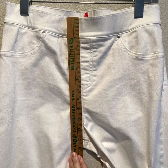 SPANX Women's distressed white ankle skinny jeans jeggings sz L 20229R Pull On - Picture 4 of 15